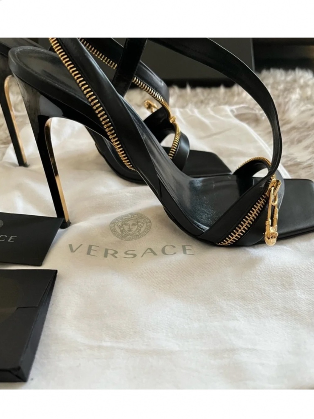 Authentic VERSACE Safety Pin Zipper Heels - Picture 2 of 7